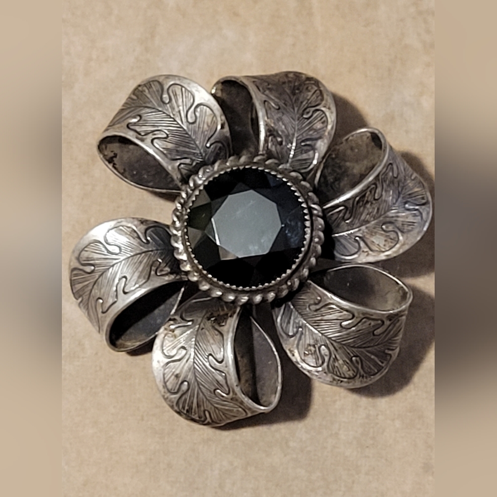 Vintage Danecraft Brooch Sterling Silver & Hematite - Picture 2 of 6